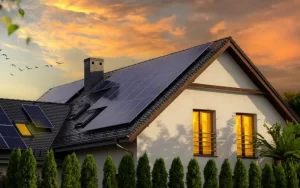 Solar panels on a gable roof